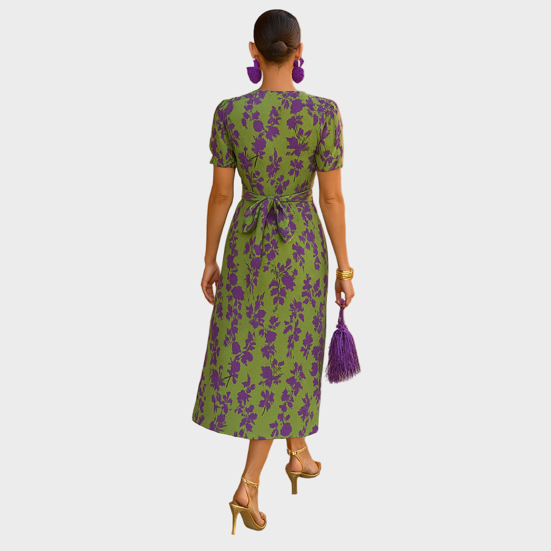 Matea – Cvjetna Haljina Elegantnom Drapom