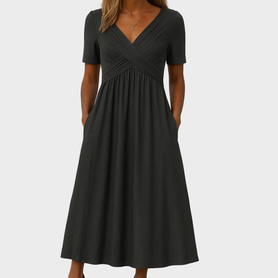 Tihana – svilena lagana haljina s kratkim rukavima