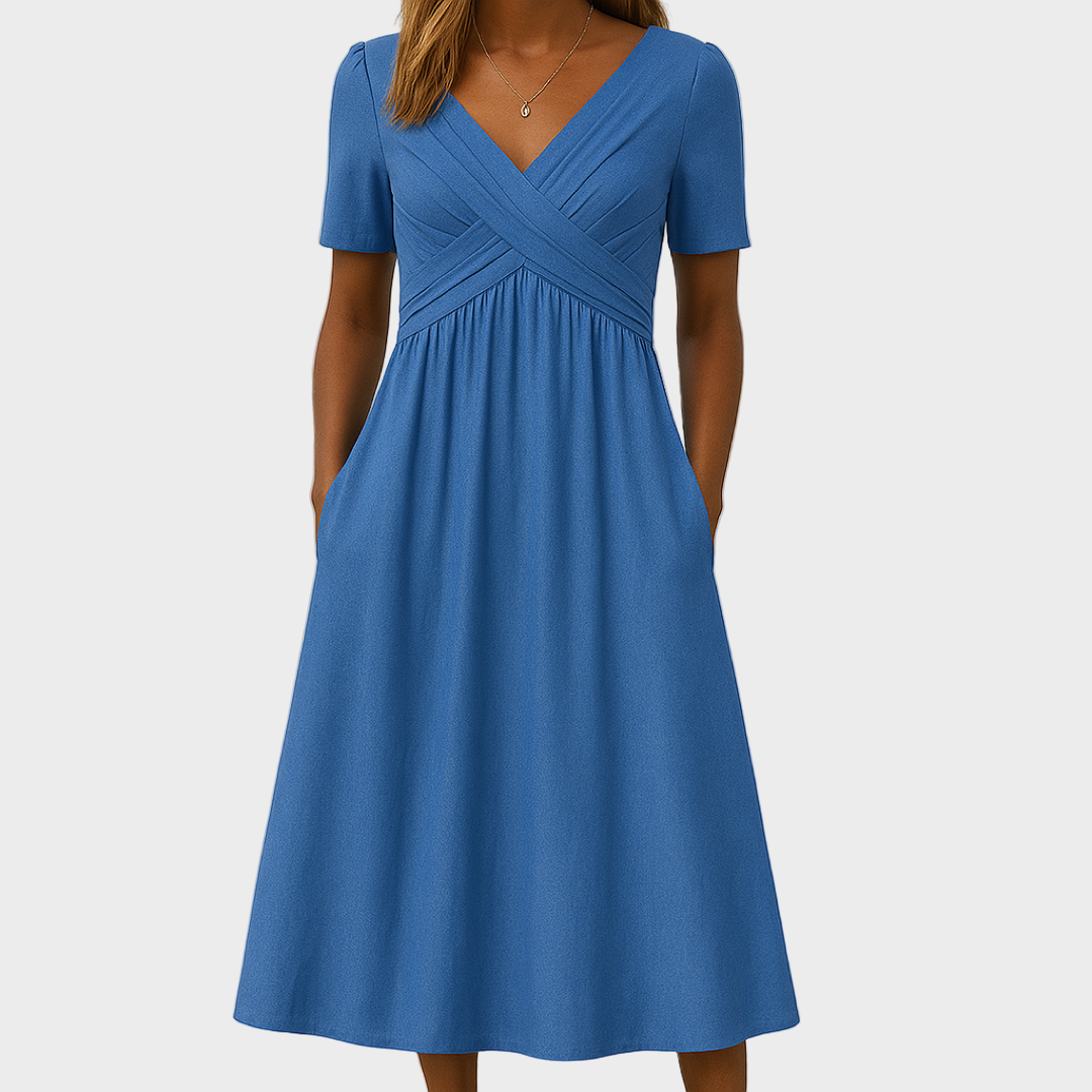 Tihana – svilena lagana haljina s kratkim rukavima