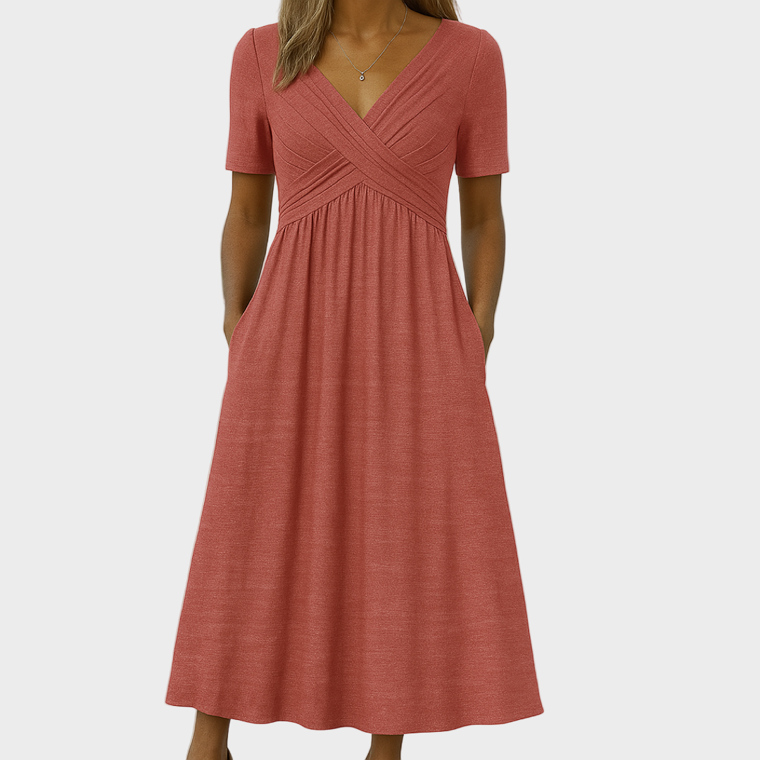 Tihana – svilena lagana haljina s kratkim rukavima