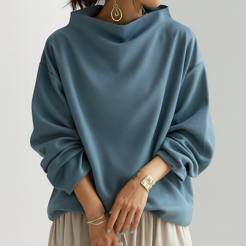 Lara – Minimalistička Bluza Visokog Ovratnika