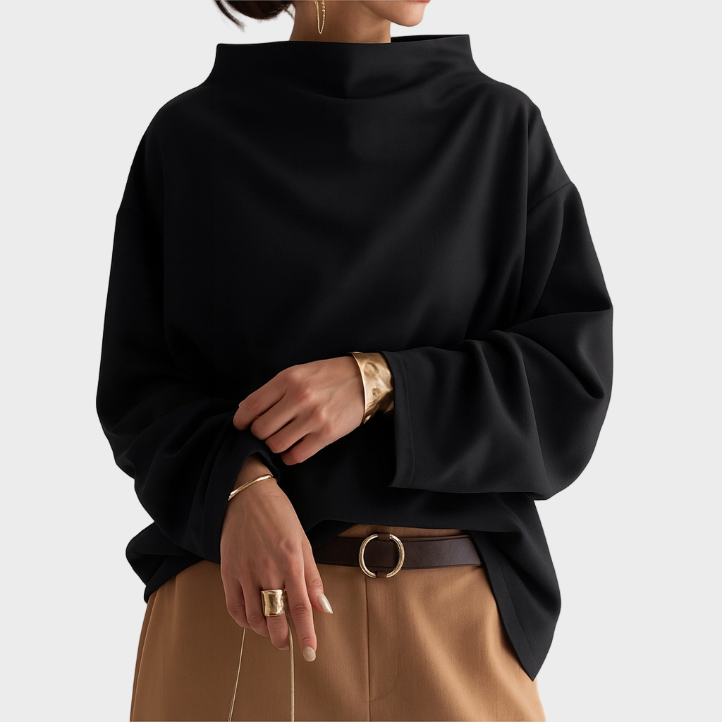Lara – Minimalistička Bluza Visokog Ovratnika