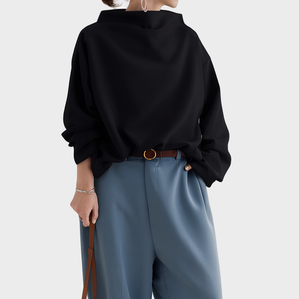 Lara – Minimalistička Bluza Visokog Ovratnika