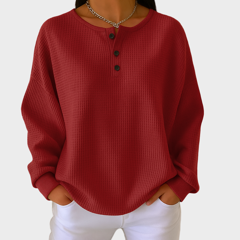 Nora – Ležerna Rebrasta Bluza s Gumbima