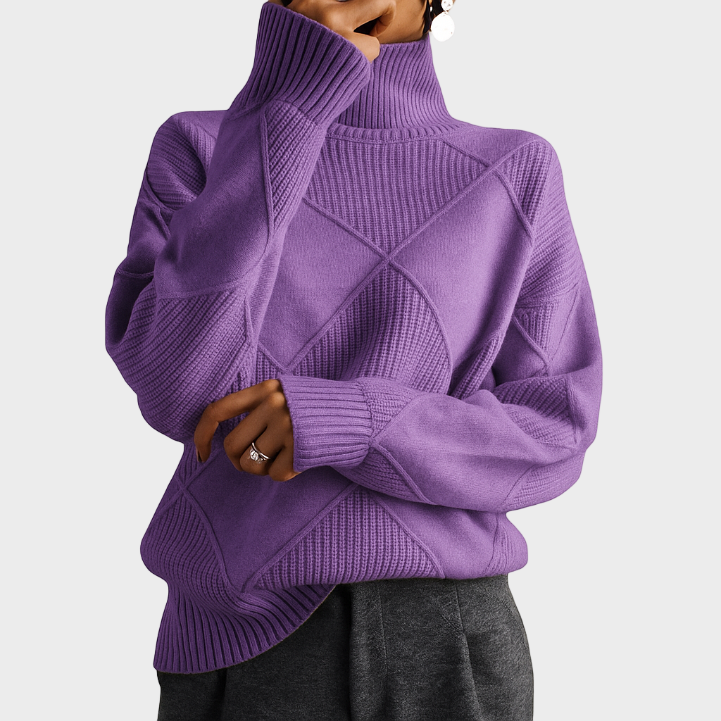 Nora – Pleteni Džemper s Visokom Ogrlicom