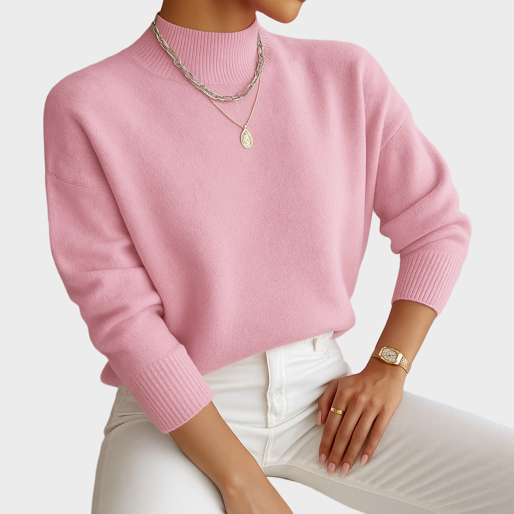 Elena – Klasični Pleteni Pulover s Poluogrlicom