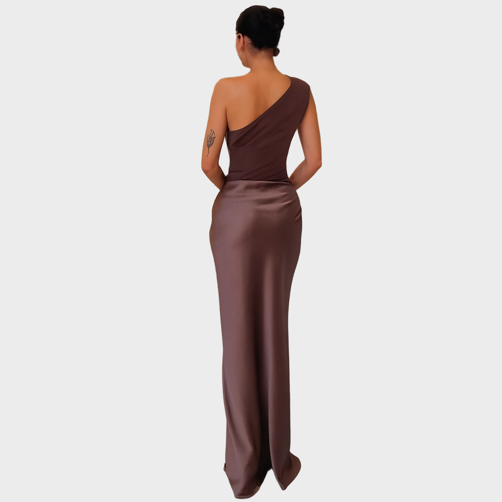 Petra - Satenska maksi haljina na jedno rame