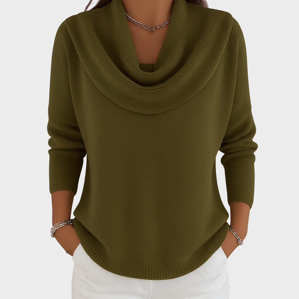 Matea – Pleteni Pulover s Opustenim Ovratnikom