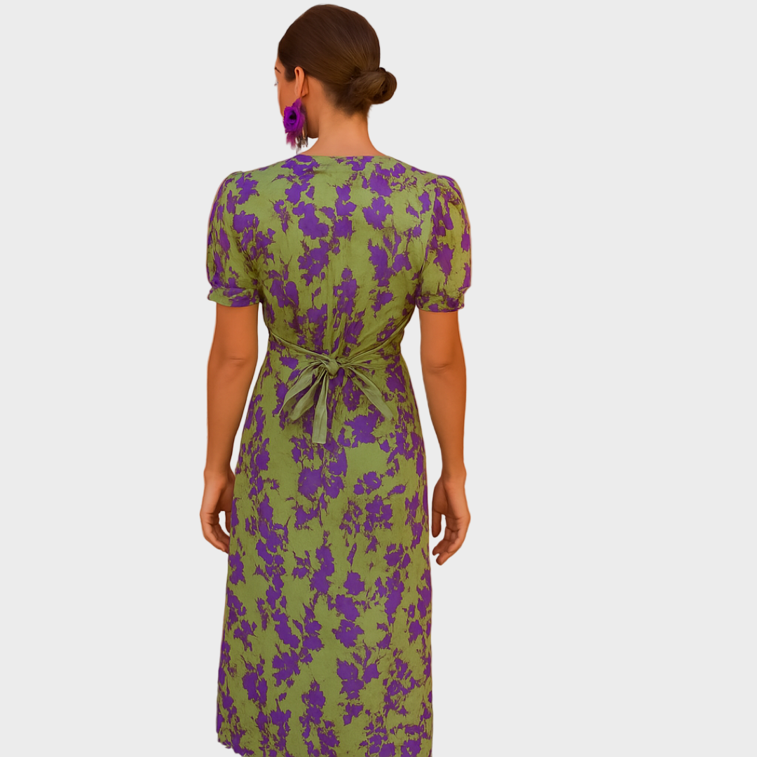 Matea – Cvjetna Haljina Elegantnom Drapom