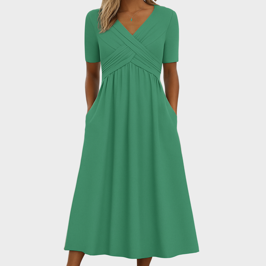 Tihana – svilena lagana haljina s kratkim rukavima