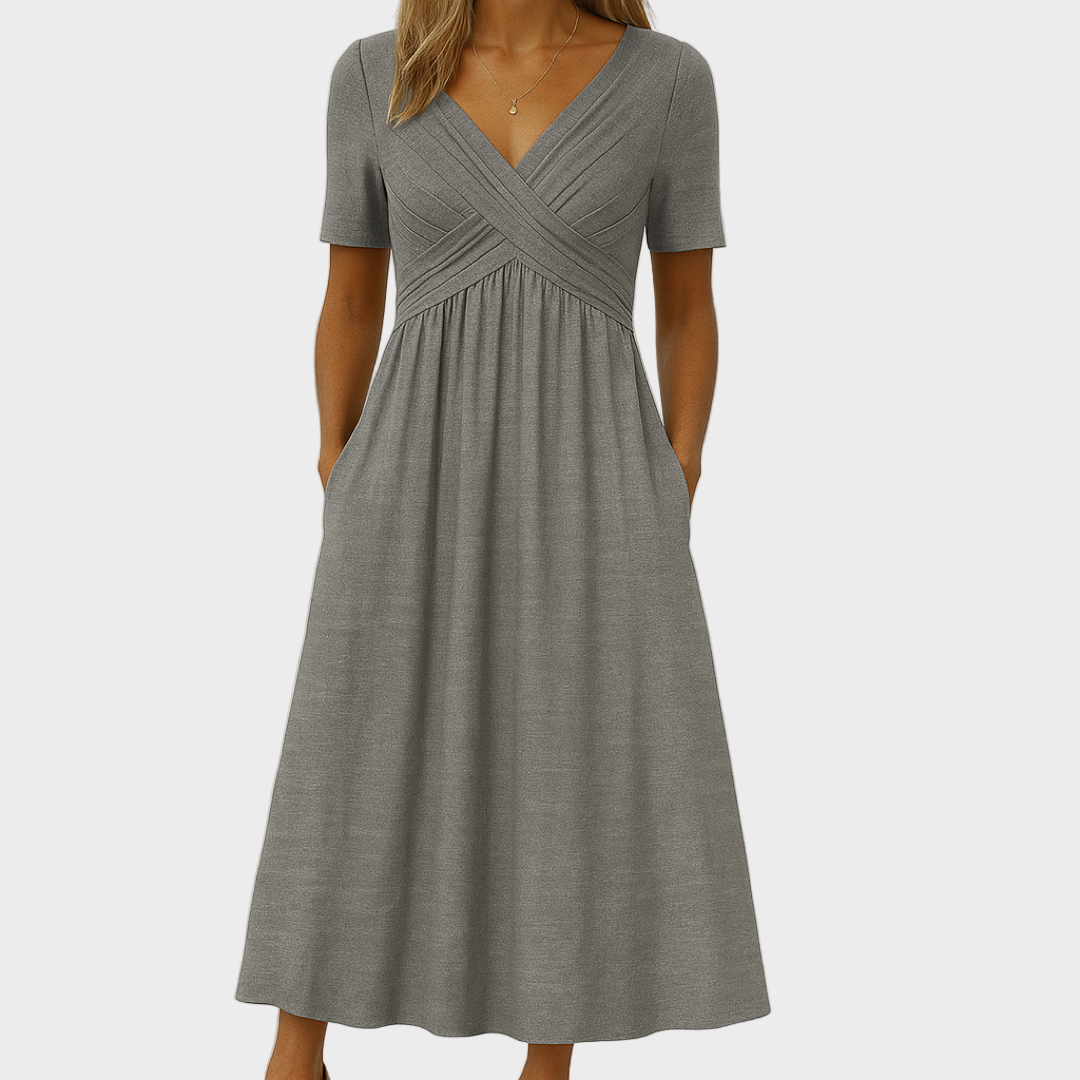 Tihana – svilena lagana haljina s kratkim rukavima