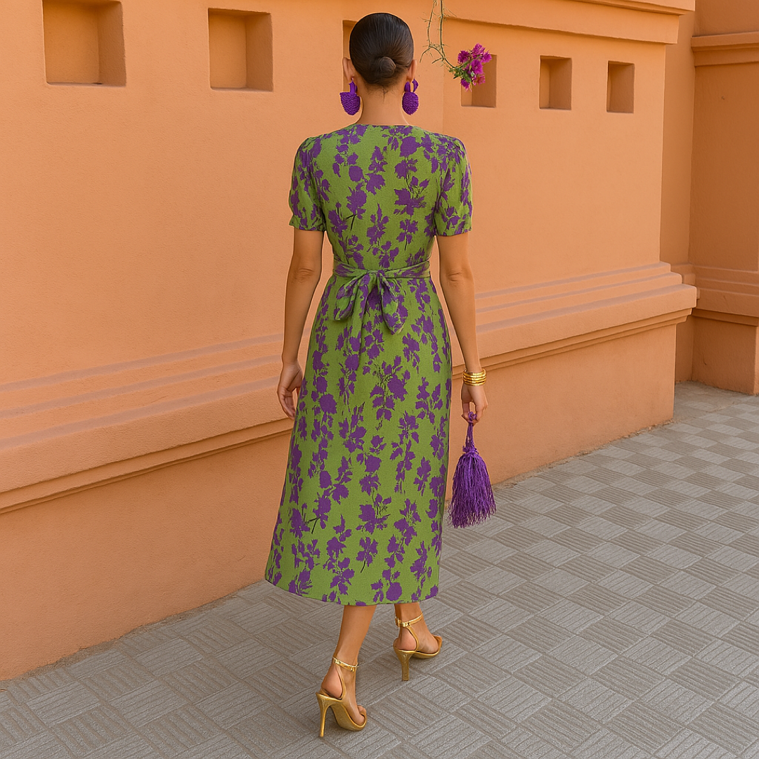 Matea – Cvjetna Haljina Elegantnom Drapom