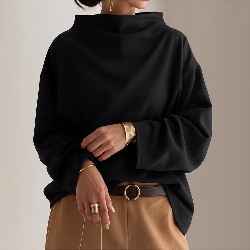 Lara – Minimalistička Bluza Visokog Ovratnika