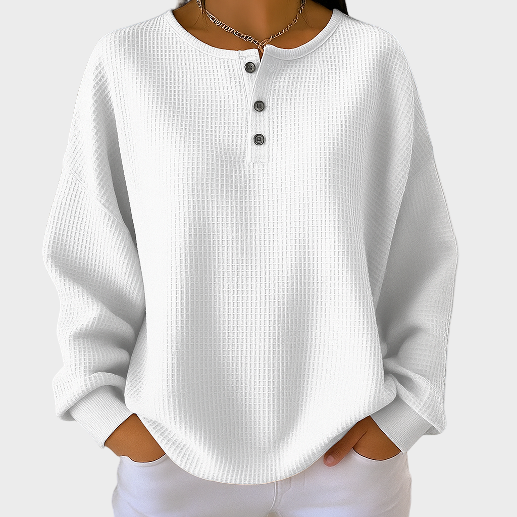 Nora – Ležerna Rebrasta Bluza s Gumbima