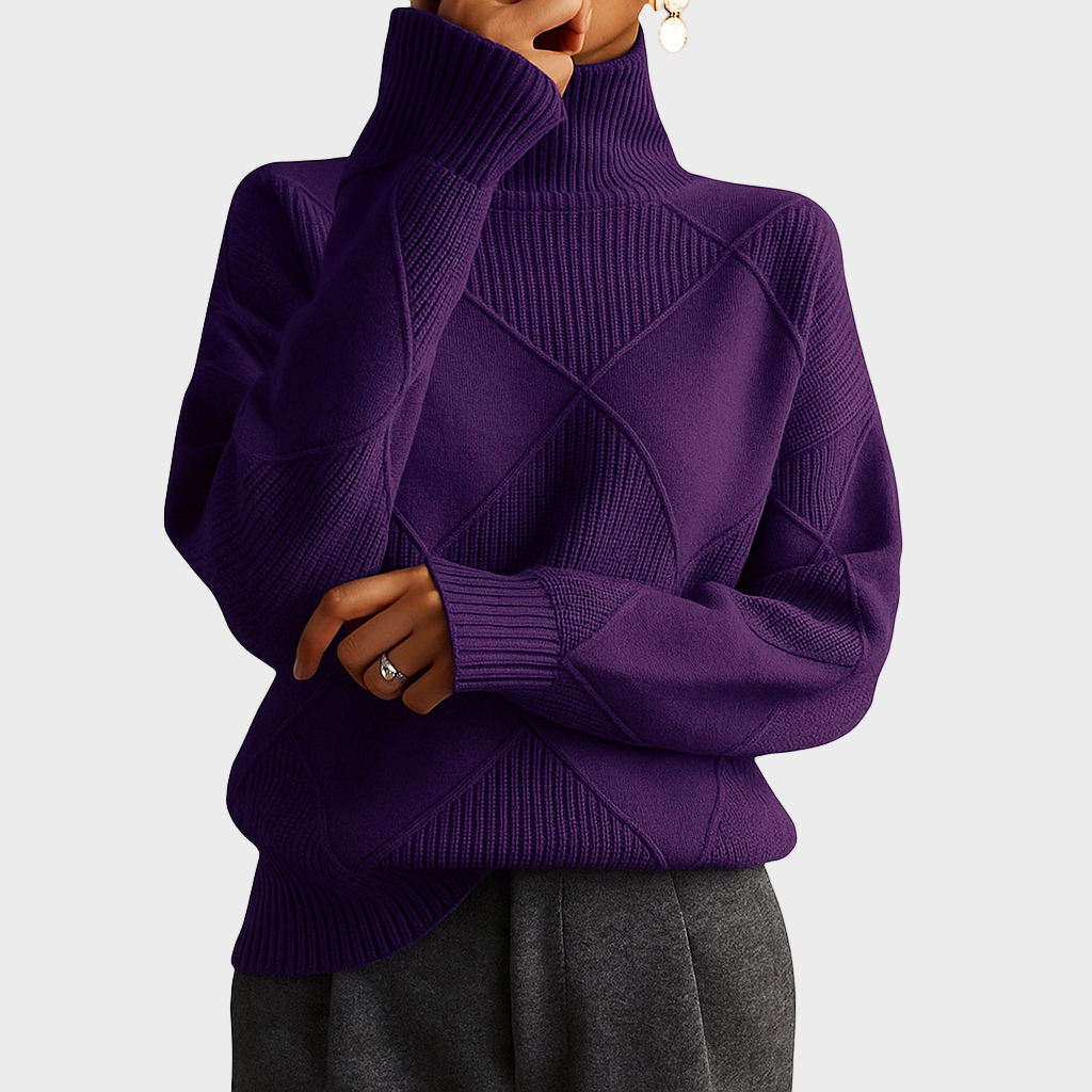 Nora – Pleteni Džemper s Visokom Ogrlicom