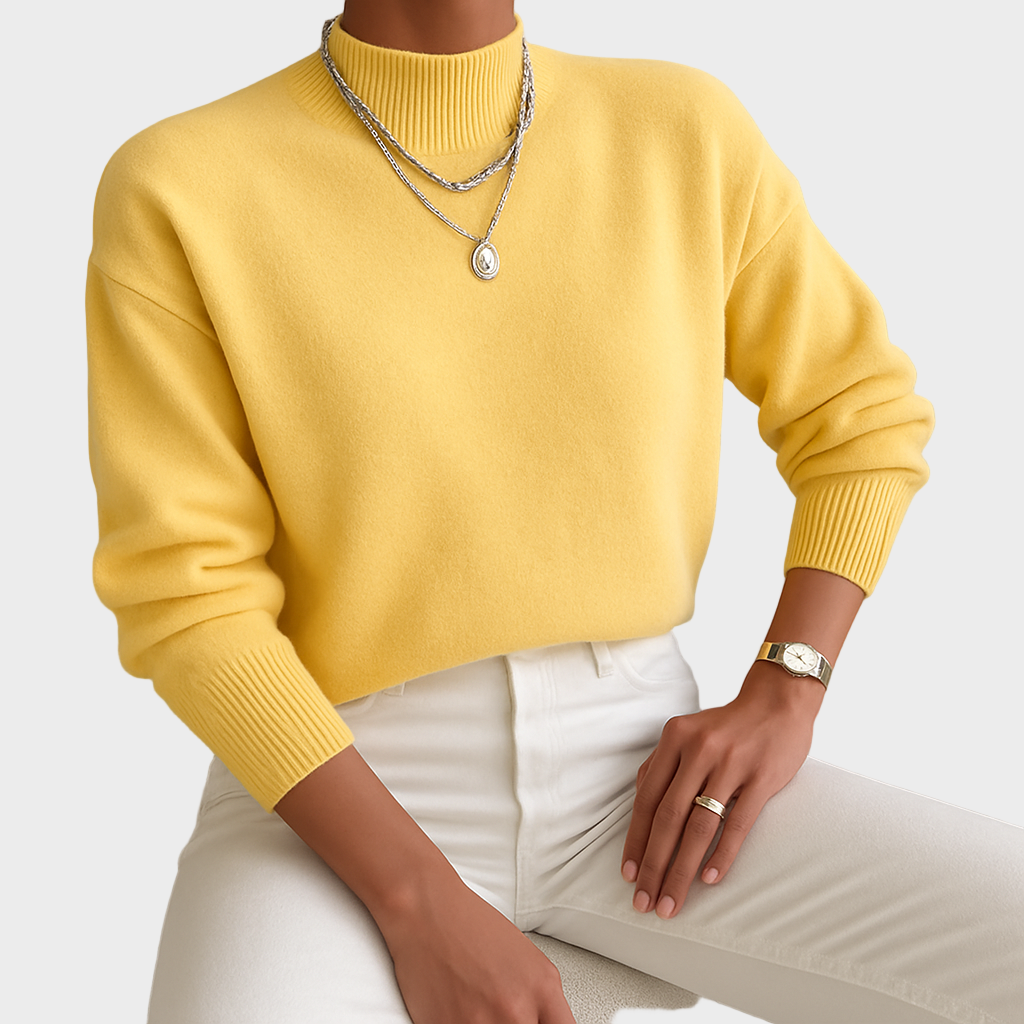 Elena – Klasični Pleteni Pulover s Poluogrlicom