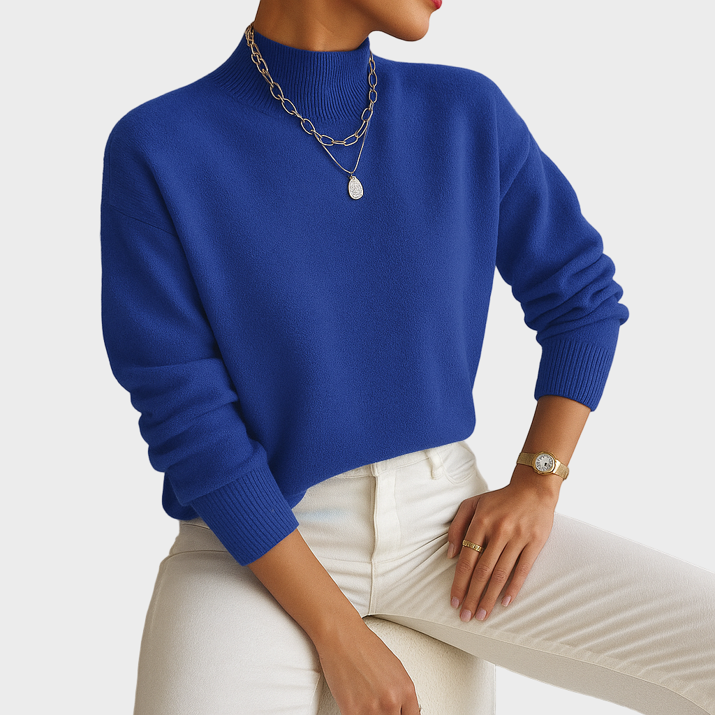 Elena – Klasični Pleteni Pulover s Poluogrlicom