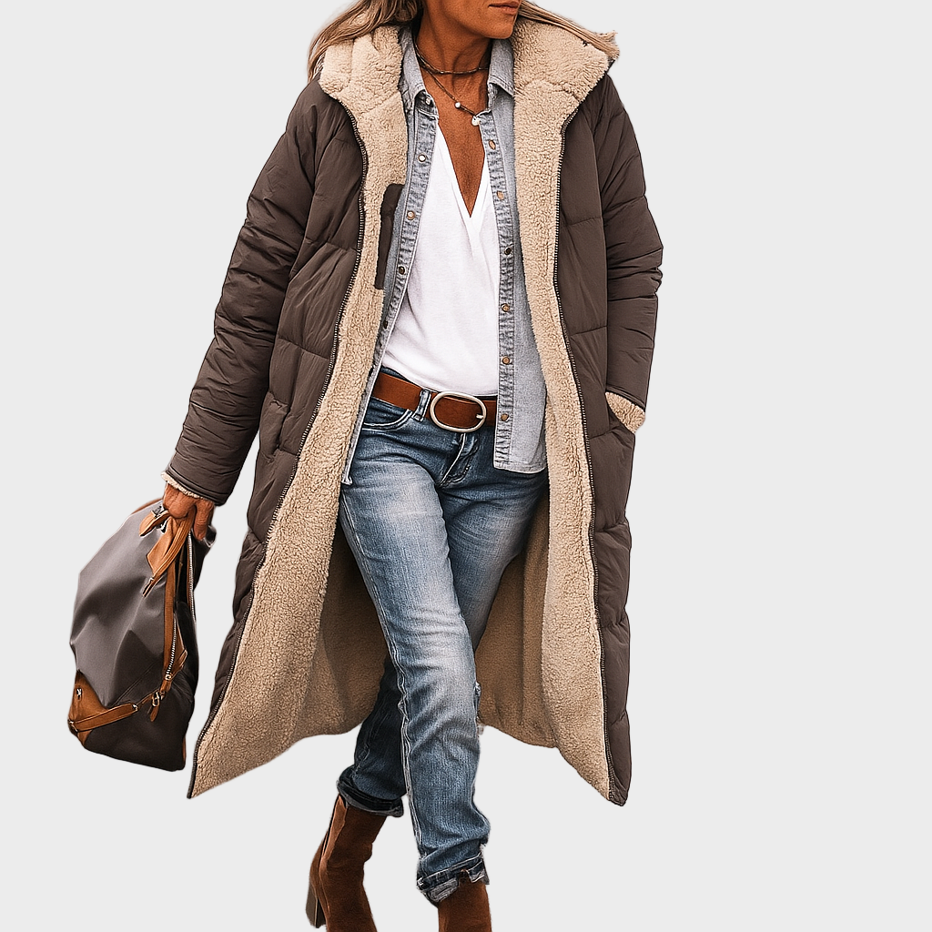 Nora – Dugi Zimski Kaput s Umjetnim Krznom